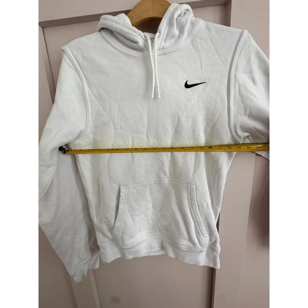 Nike Sportswear Essential Fleece Hoodie White Black Swoosh Pullover Small